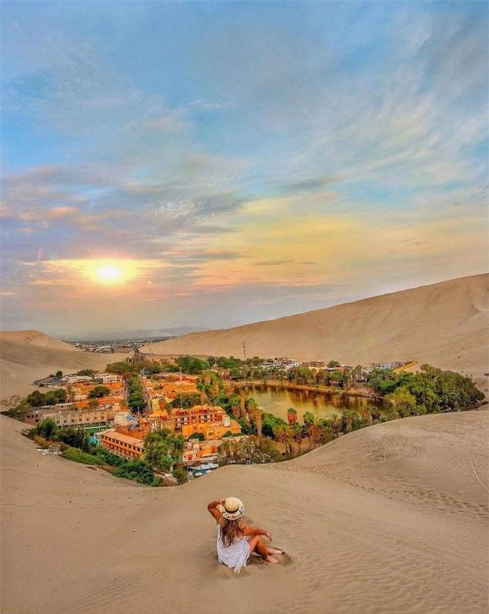 Con đường rợp bóng cây cọ dừa dọc theo đầm nước xanh giữa làng là nơi du khách có thể lưu lại những góc ảnh đẹp nhất.