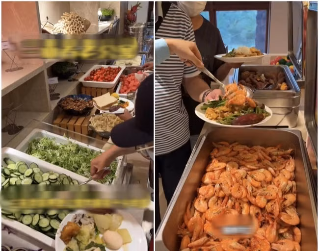 Mỗi ngày, các cụ ông cụ bà ở đây được ba bữa buffet. Mỗi bữa có gần 20 món tự chọn, chay mặn có đủ, cân bằng dinh dưỡng, mỗi ngày đều thay đổi món khác nhau.