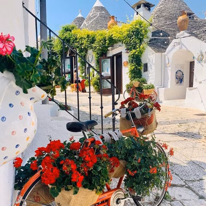 Làng Alberobello có khoảng 1.500 ngôi nhà Trulli xinh đẹp với 11.000 dân sinh. Có nhiều câu chuyện về nguồn gốc của phong cách xây dựng của ngôi làng có từ thế kỷ 14 này.