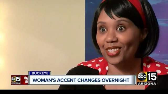 Cụ thể, vào một tối năm 2015, Myers bị đau đầu nặng. Vì vậy, cô đi ngủ. Đến sáng ra lúc tỉnh dậy thì nói chuyện với mọi người bằng giọng Anh.