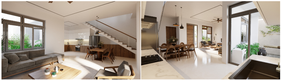 Sự tiếp nối giữa các không gian rất nhẹ nhàng, tạo thành mạch xuyên suốt, cho mọi người dễ dàng kết nối, nhìn thấy nhau.