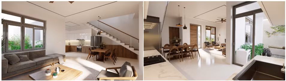 Sự tiếp nối giữa các không gian rất nhẹ nhàng, tạo thành mạch xuyên suốt, cho mọi người dễ dàng kết nối, nhìn thấy nhau.