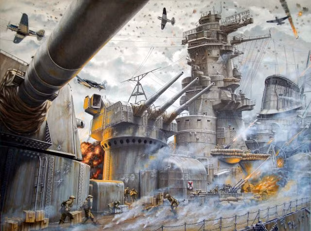 Lúc 19h36 phút, Musashi chìm xuống lòng đại dương sau khi phải hứng chịu 17 quả bom và 9 ngư lôi. Hậu quả, 1.023 người trong tổng số 2.399 thủy thủ thiệt mạng. Phía Mỹ chỉ mất 18 máy bay trong trận này. Nguồn ảnh: Wiki