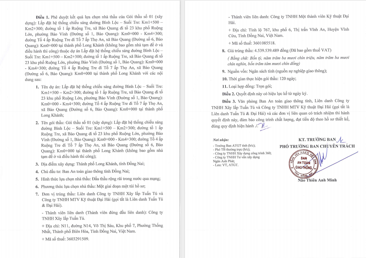 Dong Nai: Cty Tuan Tu trung 3 goi thau cua Ban ATGT, ty le tiet kiem 30-40%-Hinh-5