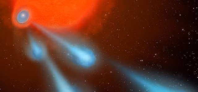 Ngôi sao này đang trong giai đoạn hấp hối. Hiện một nửa khối lượng của ngôi sao đã bắt đầu tan rã, phóng ra nhiều lớp bụi vật chất, tia năng lượng, plasma ra không gian xung quanh mà "các vệt trắng kỳ cục" là một sản phẩm điển hình.