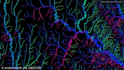 Trước đó, các nhà địa lý đã tạo ra một bản đồ công nghệ cao mô tả tổng quát 250.000 con sông lớn nhỏ trên đất nước Mỹ. Toàn bộ dữ liệu sử dụng được lấy từ Cơ quan Khảo sát Địa chất Hoa Kỳ. 