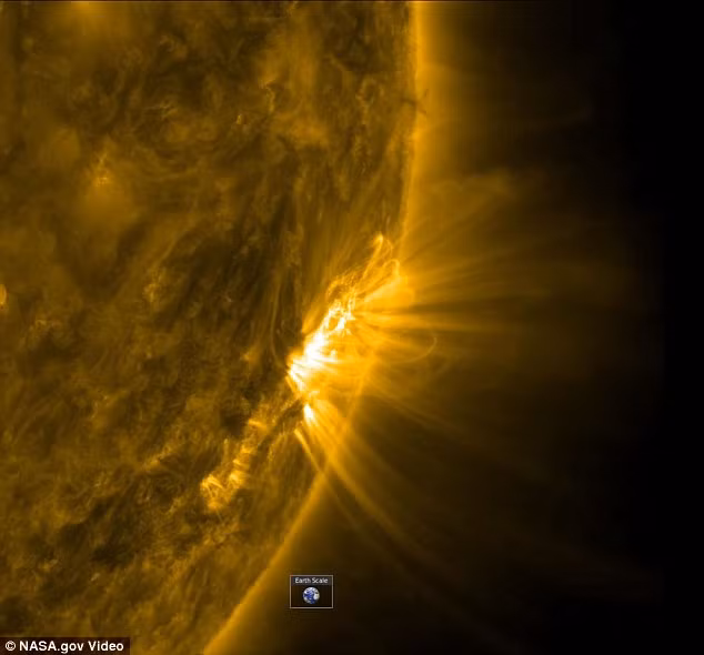 Ngoài ra, có nhiều hạt tích điện di chuyển dọc theo các đường sức từ ven các đường từ trường, kết hợp với các dòng tuôn trào năng lượng plasma, kết hợp lại với nhau thành các cổng mái vòm cực kỳ ấn tượng.