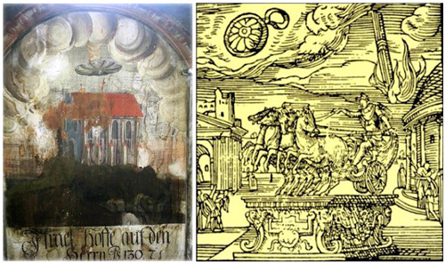 Bức tranh tường này mô phỏng một nhà thờ đang bị cháy ngun ngút trong ngọn lửa cam đỏ...