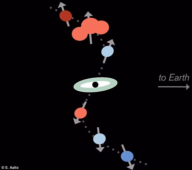 ALMA mô tả, siêu lỗ đen này dù trong giai đoạn đang hình thành nhưng lại có khả năng “ăn tạp khủng khiếp”. Những khối vật chất tối, mây khí bụi, mảnh vỡ không gian, đá thiên hà đều bị nó “chén” sạch sẽ để cũng cố hệ thống hoạt động chính nó, Francesco Costagliola, một nhà thiên văn học tại Đại học Công nghệ Chalmers, Gothenberg, Thụy Điển cho biết trong một tuyên bố. Nguồn ảnh: Dailymail. 