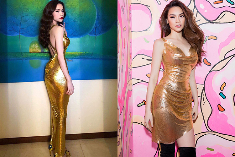 Hồ Ngọc Hà diện đầm dài cho đêm nhạc tình, sau đó phá cách cắt đầm ngắn để hát trong đêm nhạc tiếp theo.