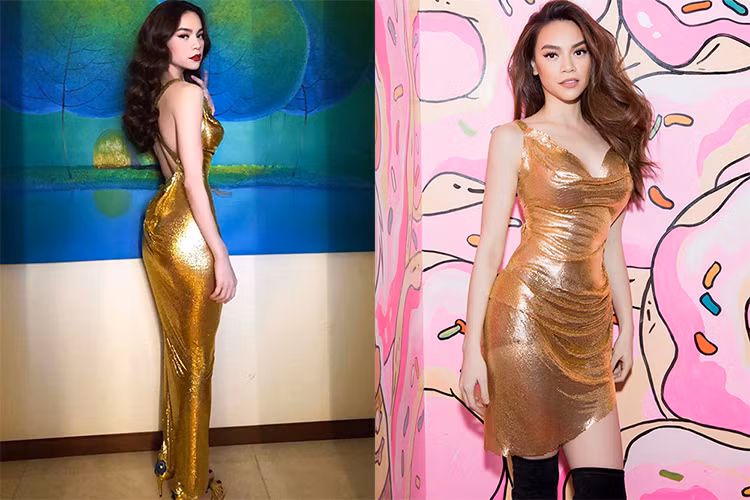 Hồ Ngọc Hà diện đầm dài cho đêm nhạc tình, sau đó phá cách cắt đầm ngắn để hát trong đêm nhạc tiếp theo.