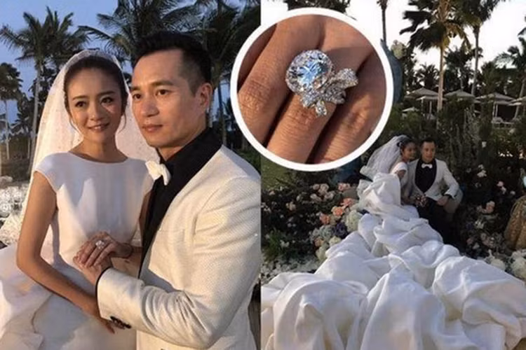 Trần Vinh Luyện sở hữu khối bất động sản có tổng trị giá 1,5 tỷ USD. Trong đám cưới, anh đã tặng An Dĩ Hiên chiếc nhẫn cưới 10,57 cara. Ảnh: QQ
