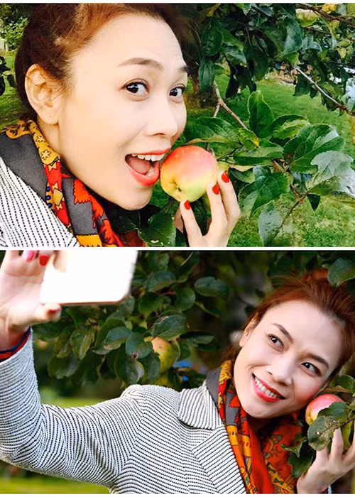 Khoảnh khắc "Họa mi tóc nâu" bày tỏ sự thích thú trước cây táo sai quả cũng nhận được sự chú ý của fans.