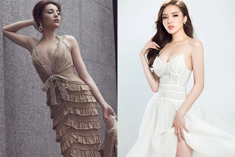 Hình ảnh vòng một lép kẹp của Kỳ Duyên trong bộ ảnh vào tháng 12/2017 nay nảy nở bất thường.