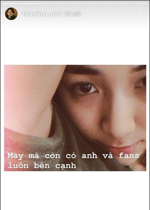 Trước khi công khai, Hòa Minzy úp mở hình ảnh tựa vai bạn trai tình tứ. Ảnh: Instagram
