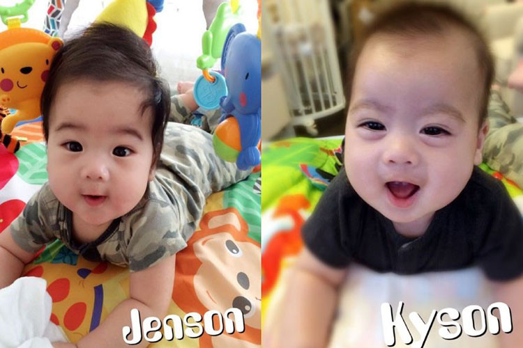 Bé Jenson và bé Kyson khi còn rất nhỏ. Ảnh: Weibo