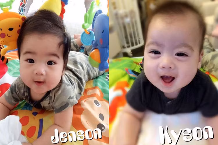 Bé Jenson và bé Kyson khi còn rất nhỏ. Ảnh: Weibo