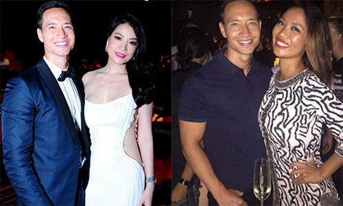 Kim Lý bên Trương Ngọc Ánh (váy trắng), Kiko Chan. Ảnh: Saostar