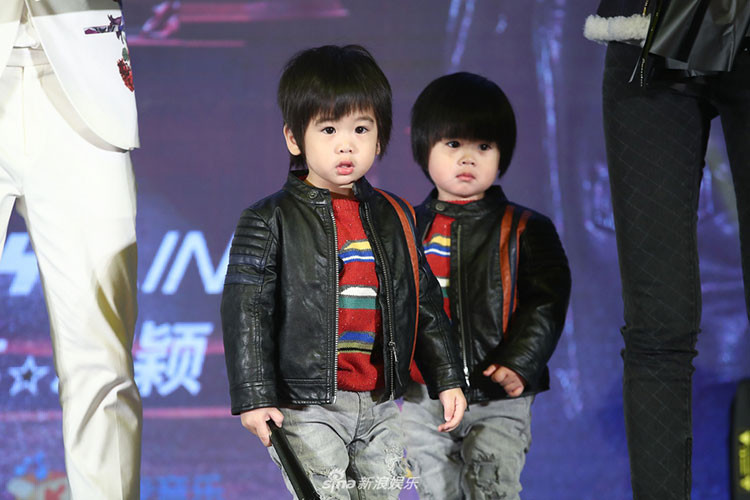 Cặp song sinh nhà Lâm Chí Dĩnh là bé Jenson và bé Kyson. Ảnh: Sina