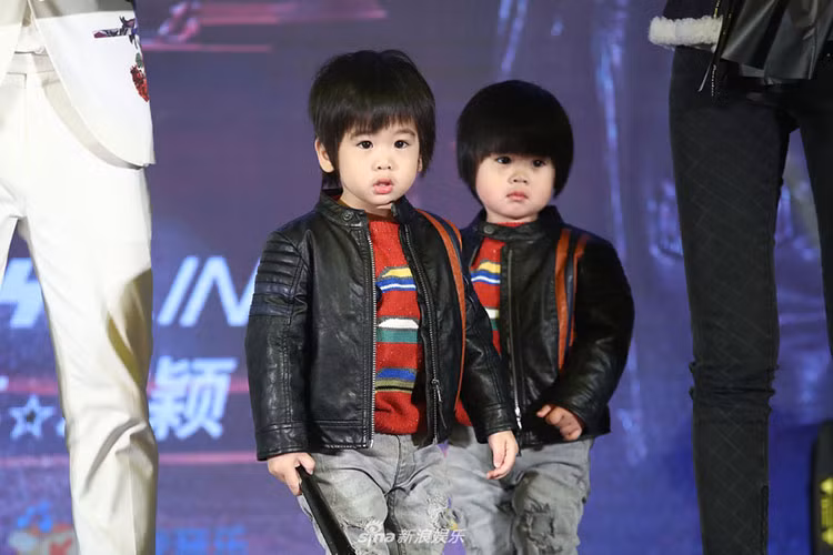 Cặp song sinh nhà Lâm Chí Dĩnh là bé Jenson và bé Kyson. Ảnh: Sina