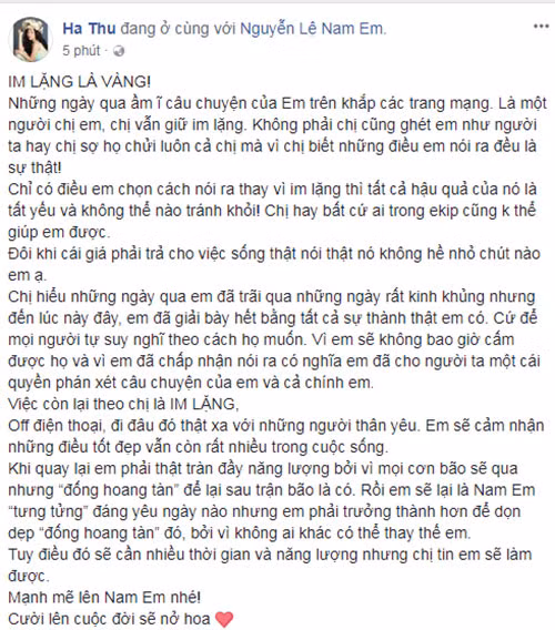 Chia sẻ của Hà Thu.