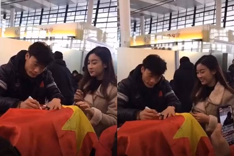 Tháng 1/2018, Đỗ Mỹ Linh trở thành tâm điểm khi bày tỏ sự yêu mến với thủ môn Bùi Tiến Dũng. Cả hai từng chạm mặt nhau tại sân bay. Ảnh: Người lao động