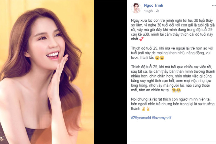 Hot Face sao Việt 24h: Ngọc Trinh tâm sự cô từng sợ tuổi 29, 30 nhưng giờ đây, cô lại thích ở độ tuổi này nhất. Hot Face sao Việt 24h: Ngọc Trinh tâm sự cô từng sợ tuổi 29, 30 nhưng giờ đây, cô lại thích ở độ tuổi này nhất.
