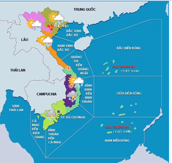 Thoi tiet hom nay 6/4: Ha noi nhieu may, Truong Sa mua dong