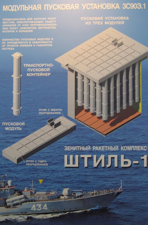 Trong phòng không, tàu chiến Project 11356M được trang bị tổ hợp tên lửa phòng không 3S90M Shtil-1 với thiết kế ống phóng thẳng đứng chứa 48 quả đạn 9M317ME đạt tầm bắn 2,5-32km, độ cao hạ mục tiêu từ 15m tới 15km.