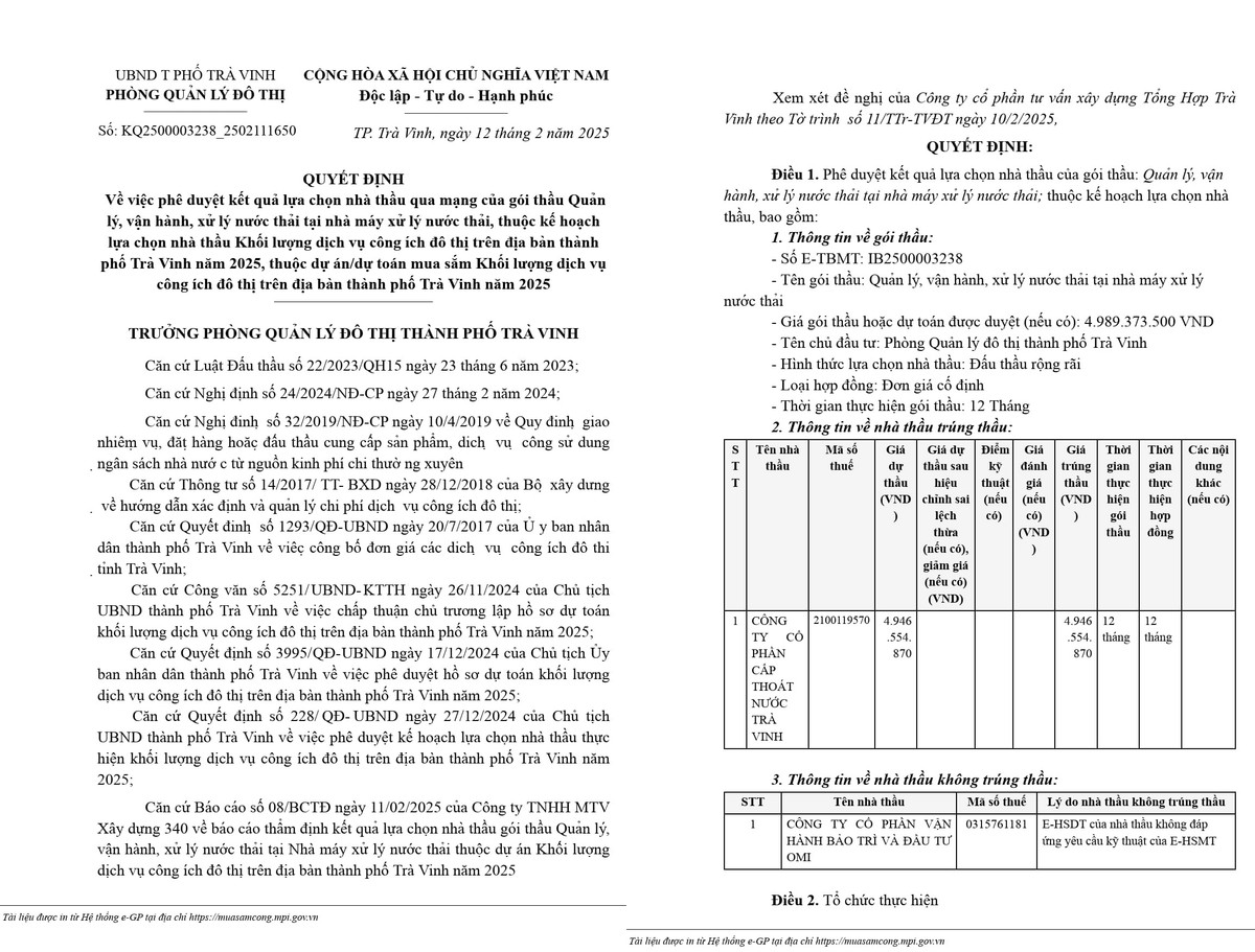 Trà Vinh: Năng lực nhà thầu trúng gói vận hành bảo dưỡng hệ thống thoát nước thải - Hình 4 Tra Vinh: Nang luc nha thau trung goi van hanh bao duong he thong thoat nuoc thai-Hinh-4