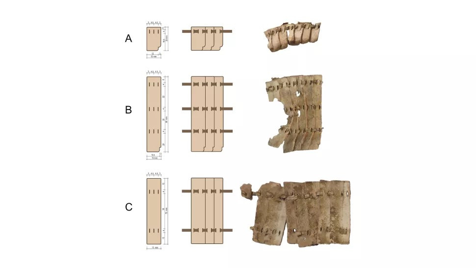 Các nhà nghiên cứu cho rằng có vẻ bộ áo giáp không phải được sản xuất ở Trung Quốc. Trên thực tế, nó trông giống như áo giáp của Neo-Asyrian từ thế kỷ 7 trước Công nguyên, vốn được nhìn thấy trong các tác phẩm chạm khắc trên đá. Nguồn: Wermann et al.2021; CC BY-NC-ND 4.0.