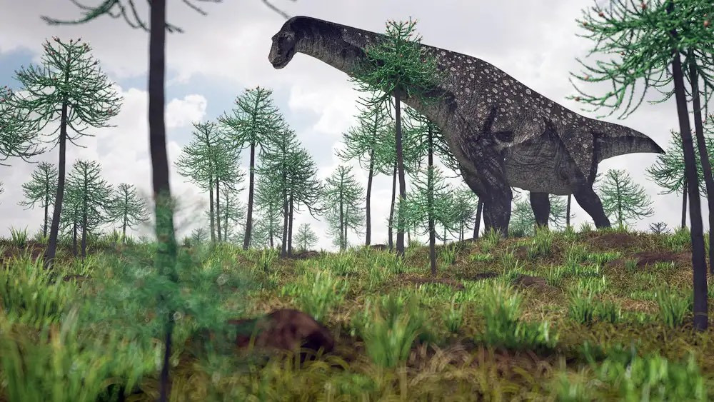 Patagotitan mayorum, sống cách đây khoảng 100 triệu năm, có thể là động vật trên cạn lớn nhất thế giới mọi thời đại. Dựa trên 1 bộ xương hóa thạch được cho là loài này, giới khoa học cho biết nó dài khoảng 37,2 mét, nặng khoảng 70 tấn. Nguồn: © Kostyantyn Ivanyshen/Shutterstock.com