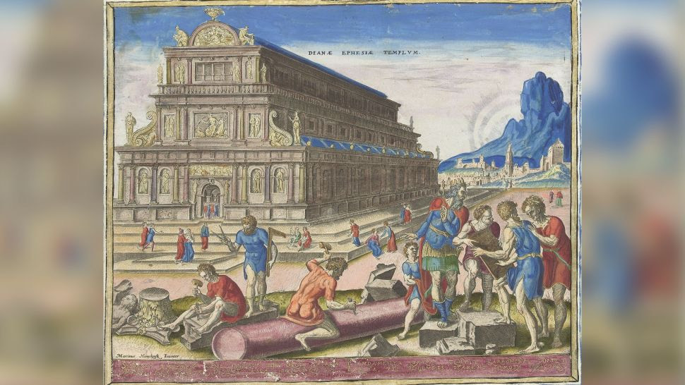 Đền thờ Artemis ở Ephesus, Thổ Nhĩ Kỳ, được xây dựng vào khoảng năm 550 trước Công nguyên bởi vị vua của Lydia. Tuy nhiên, nhiều giả thuyết cho rằng ngôi đền đã bị phóng hỏa hoặc bị hư hại do động đất. Nguồn: Fine Art Images/Heritage Images/Getty Images
