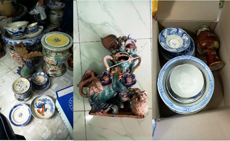 Số tang vật cố vật chúng lấy trộm tại đình thần Xuân Hiệp.