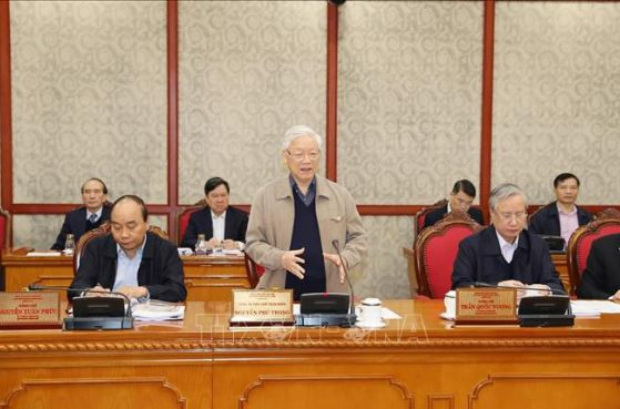 Tổng Bí thư, Chủ tịch nước Nguyễn Phú Trọng phát biểu kết luận cuộc họp. Ảnh: TTXVN 