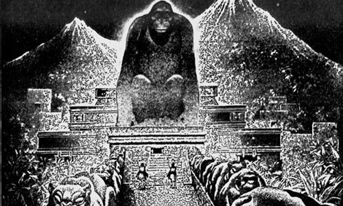 Thành phố của Thần Khỉ được miêu tả trong tranh minh họa của họa sĩ Virgil Finlay theo lời kể của Theodore Moore được công bố trên trang The American Weeky ngày 22/9/1940.