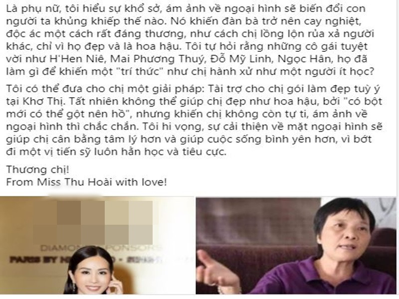 Ngoài ra, Thu Hoài còn mỉa mai bà Đoàn Hương là vị tiến sĩ luôn hằn học và tiêu cực. Ảnh chụp màn hình