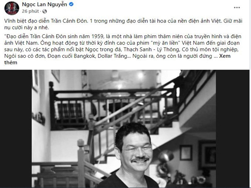 Diễn viên Ngọc Lan gửi lời vĩnh biệt đến đạo diễn phim “Ngọc trong đá”.