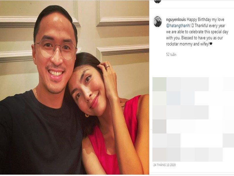 Năm ngoái, sinh nhật Hà Tăng, Louis Nguyễn đăng tải khoảnh khắc tình cảm bên vợ. Nam doanh nhân còn viết: "Chúc mừng sinh nhật tình yêu của anh. Cảm ơn mỗi năm chúng ta có thể mừng ngày đặc biệt này bên nhau. Chúc em mãi là người vợ, người mẹ tuyệt vời".