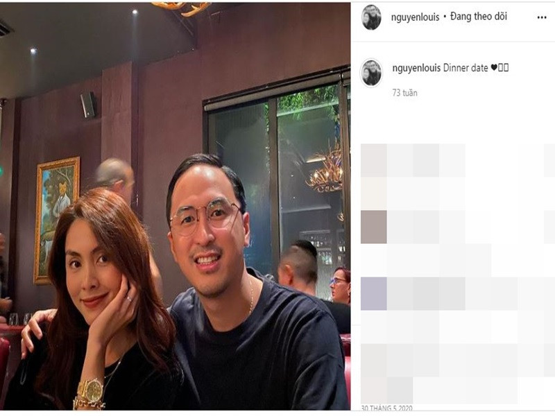 Vợ chồng nàng ngọc nữ màn ảnh Việt có bữa tối lãng mạn bên nhau.