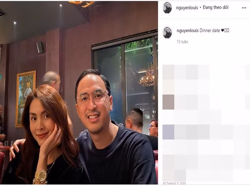 Vợ chồng nàng ngọc nữ màn ảnh Việt có bữa tối lãng mạn bên nhau.