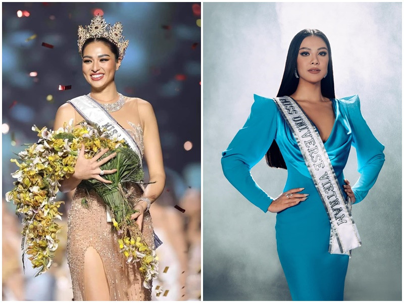 Tại cuộc thi Miss Universe 2021 - Hoa hậu Hoàn vũ Thế giới 2021 sẽ diễn ra vào tháng 12 tới đây, Anchilee Scott-Kemis là đại diện Thái Lan, Kim Duyên là đại diện Việt Nam (phải).