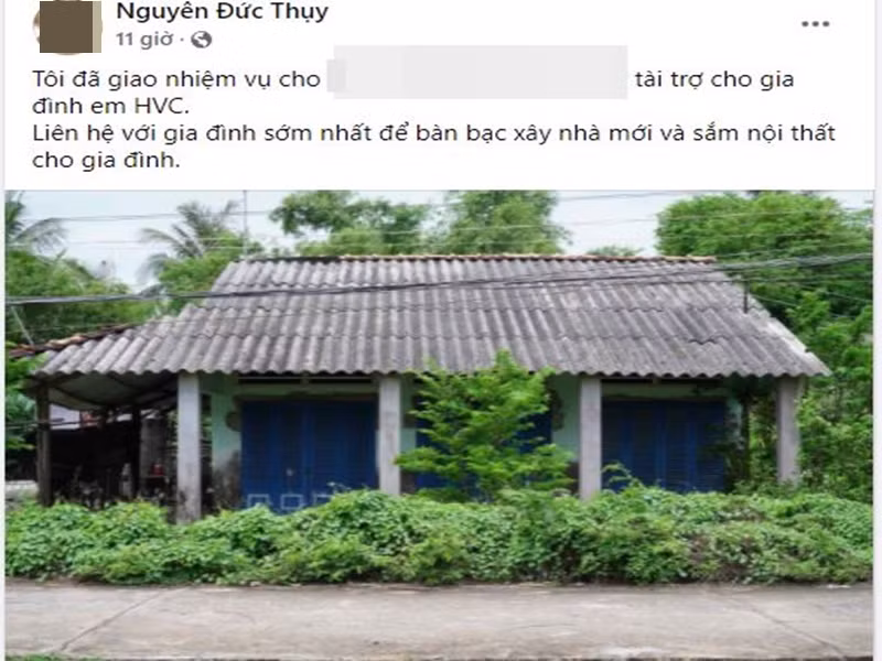 Bầu Thụy muốn xây lại căn nhà cấp 4 đơn sơ của gia đình Hồ Văn Cường ở quê. Ảnh chụp màn hình