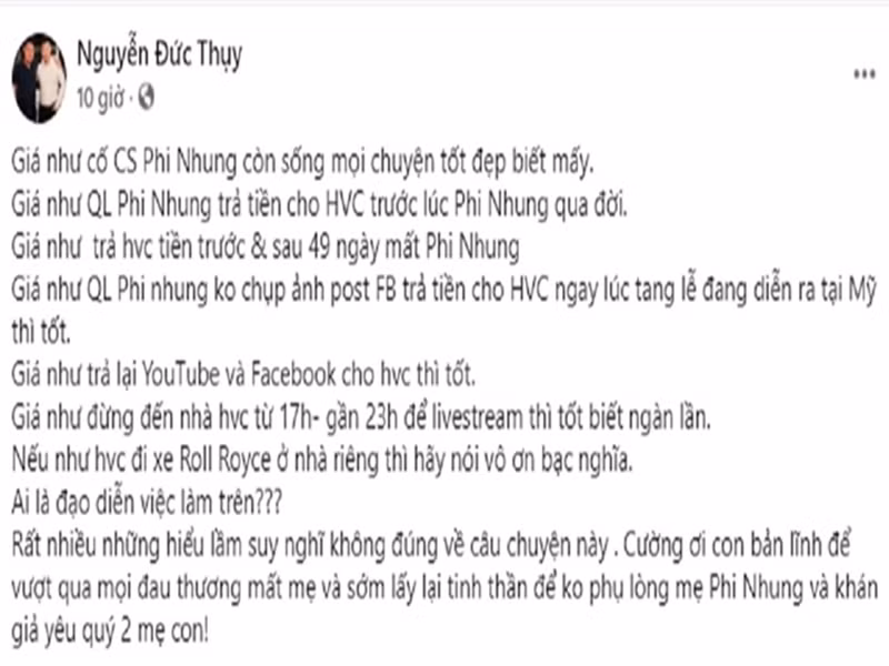 Gần đây, Bầu Thụy bày tỏ mong muốn được giúp đỡ Hồ Văn Cường thỏa đam mê ca hát và học đại học. Ngoài ra, vị doanh nhân này còn hết lòng bênh vực Hồ Văn Cường khi nam ca sĩ bị cư dân mạng chê trách “vô ơn” với cố ca sĩ Phi Nhung. Ảnh: Saostar