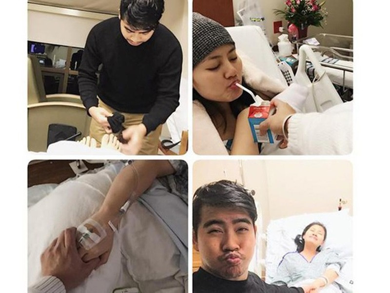 Từ khi yêu nhau, Thanh Bình chiều chuộng Ngọc Lan. Vì Ngọc Lan không khéo nấu ăn, Thanh Bình là người lo liệu chuyện cơm nước. Khi Ngọc Lan sinh con, Thanh Bình nghỉ đóng phim 6 tháng để sang Mỹ chăm sóc vợ. Nam diễn viên còn phụ giúp Ngọc Lan chăm sóc con trai từ khi cậu nhóc mới chào đời. Ảnh: FBNV