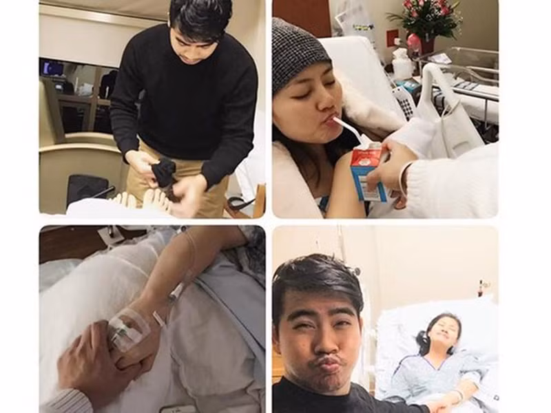 Từ khi yêu nhau, Thanh Bình chiều chuộng Ngọc Lan. Vì Ngọc Lan không khéo nấu ăn, Thanh Bình là người lo liệu chuyện cơm nước. Khi Ngọc Lan sinh con, Thanh Bình nghỉ đóng phim 6 tháng để sang Mỹ chăm sóc vợ. Nam diễn viên còn phụ giúp Ngọc Lan chăm sóc con trai từ khi cậu nhóc mới chào đời. Ảnh: FBNV