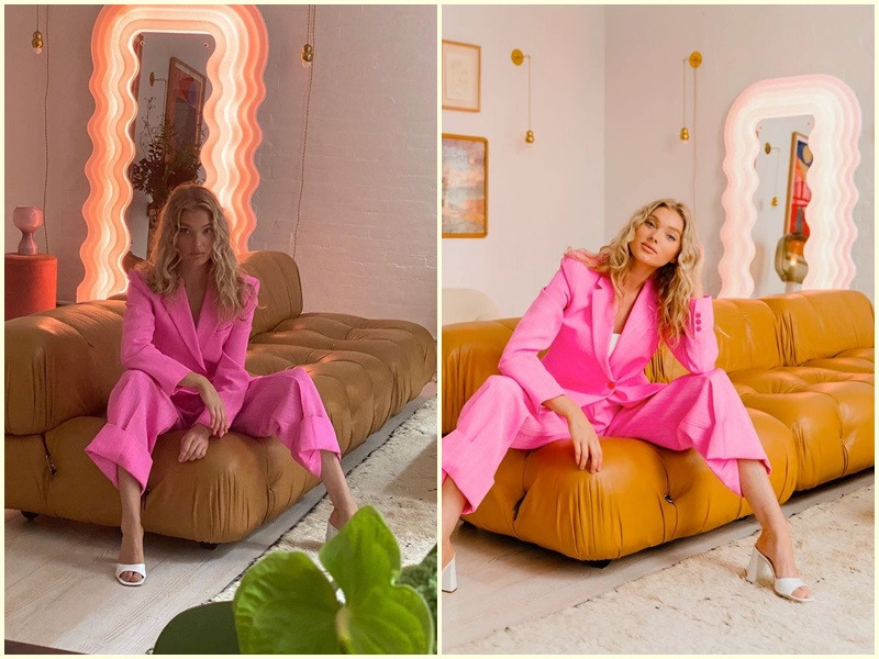 Siêu mẫu người Thụy Điển Elsa Hosk đẹp ngất ngây trong căn phòng có chiếc gương "thần thánh". Ảnh: Đất Việt