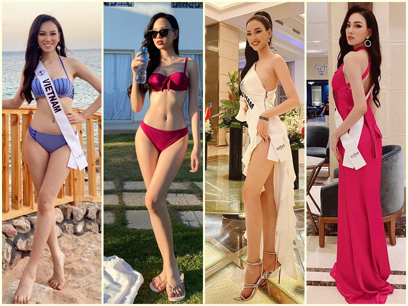 Ái Nhi đến với cuộc thi chỉ bằng vài bộ trang phục còn sót lại và mua bikini ở chợ Ai Cập. Vì vậy, đến nay, trong cuộc chiến váy áo tại Hoa hậu Liên lục địa 2021, đại diện Việt Nam dường như bị lép vế so với các đối thủ. Ảnh: FB Ái Nhi