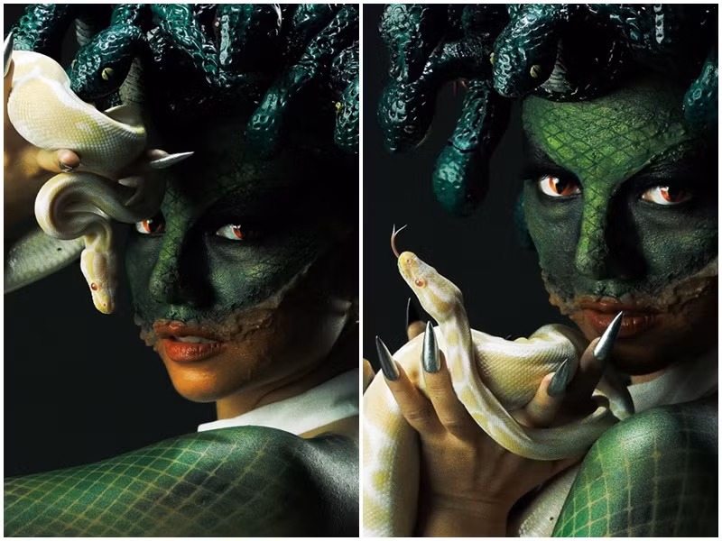 Trước quái vật Medusa, Băng Di hóa thân không ít nhân vật vào mùa Halloween.