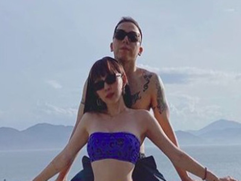 Tóc Tiên khoe khoảnh khắc bên Hoàng Touliver kèm lời chúc mừng sinh nhật. Ảnh: FB Tóc Tiên